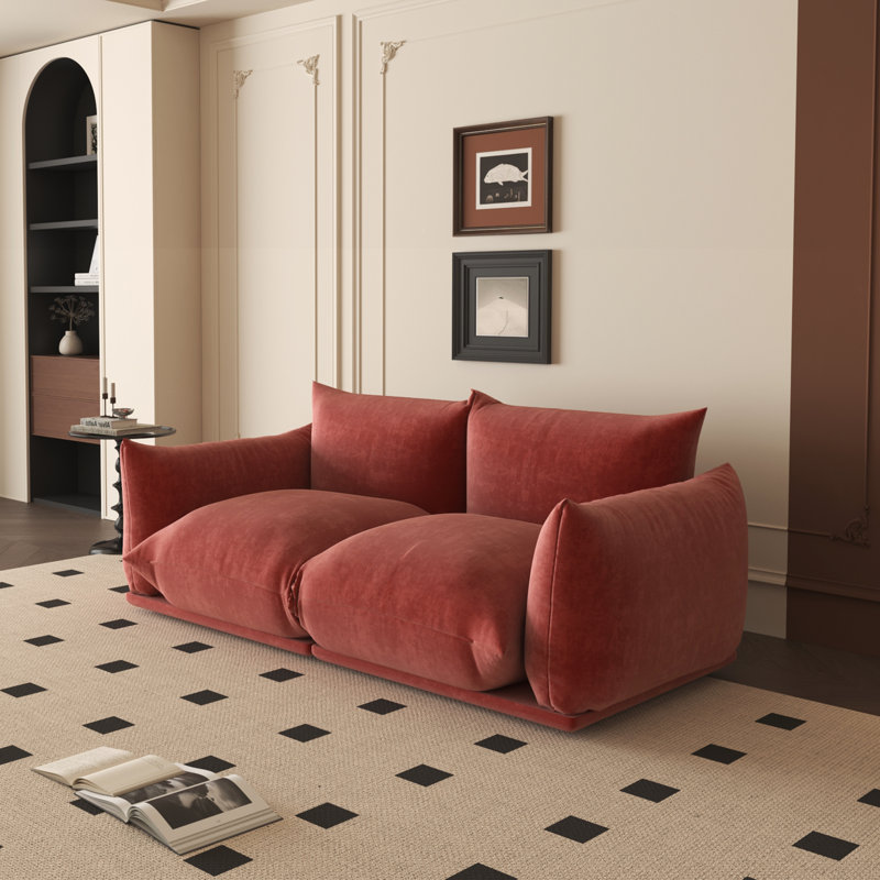Causeuse modulaire en tissu 2 places Minarik, Chenille orange