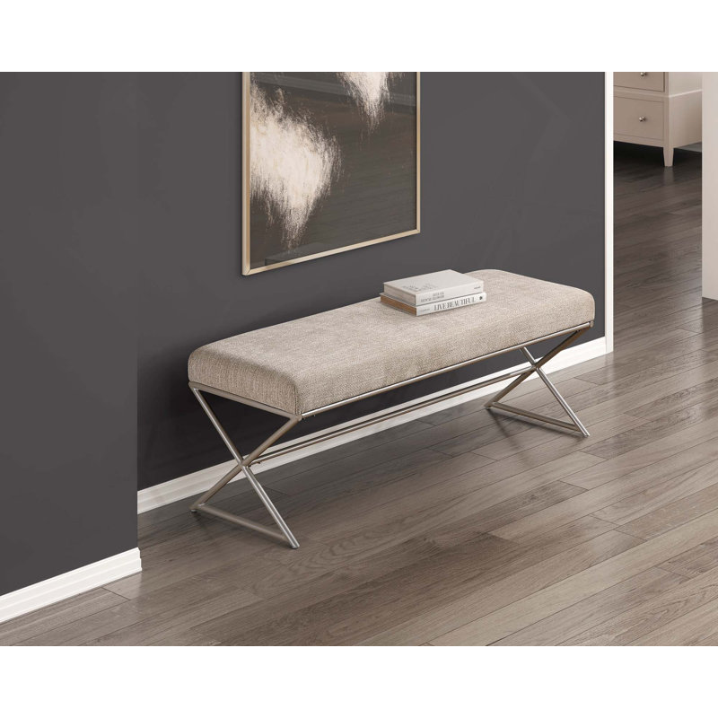 Banc contemporain en chenille avec structure en métal