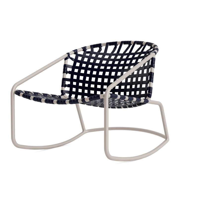 Kantan Outdoor Lounge Chair, Dove Smooth/Marine Vinyl Lace
