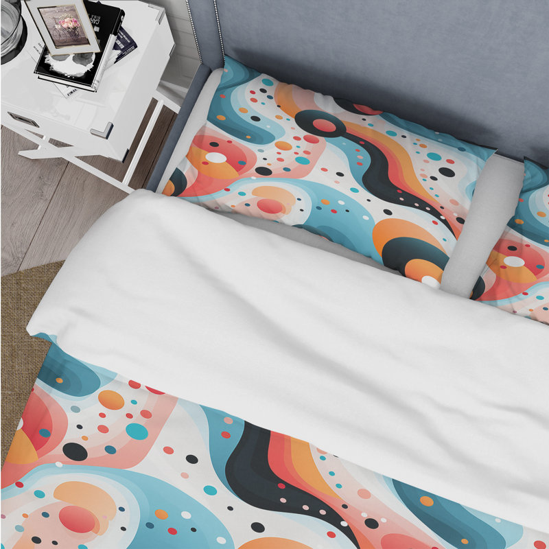 Literie joyeuse et joyeuse à pois, Housse de couette simple + 1 taie décorative stan