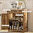 Cabinets with Solid Wood Countertop, Modern Rustic Kitchen Storage Sideboard with 2 Drawers, Doors &amp; Adjustable Shelf | Rustic Brown | Engineered Wood