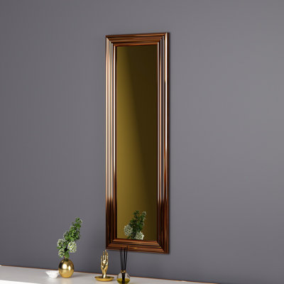 Elegant Bronze Framed Dresser Mirror, 11.8 x 35.4 x 0.9 inches | 100% MDF Construction, Eco-Friendly Flotal-E Mirror | Wall-Mountable | Traditional Brown Color, Perfect for Bedroom or Living Room Decor