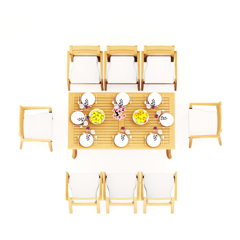 Ensemble repas d'extérieur rectangulaire Vellore, H 30 po x l 71 po x P 35,5 po, 8