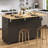 59" Rolling Mobile Kitchen Cart With Drop Leaf & Hidden Trash Storage Cabinet, Rubber Wood Top Kitchen Island Table On Wheels With Drawer And Storage Cabinet, Towel Rack, Spice Rack, Lockable Casters, Power Outlet For Kitchen-1566828394