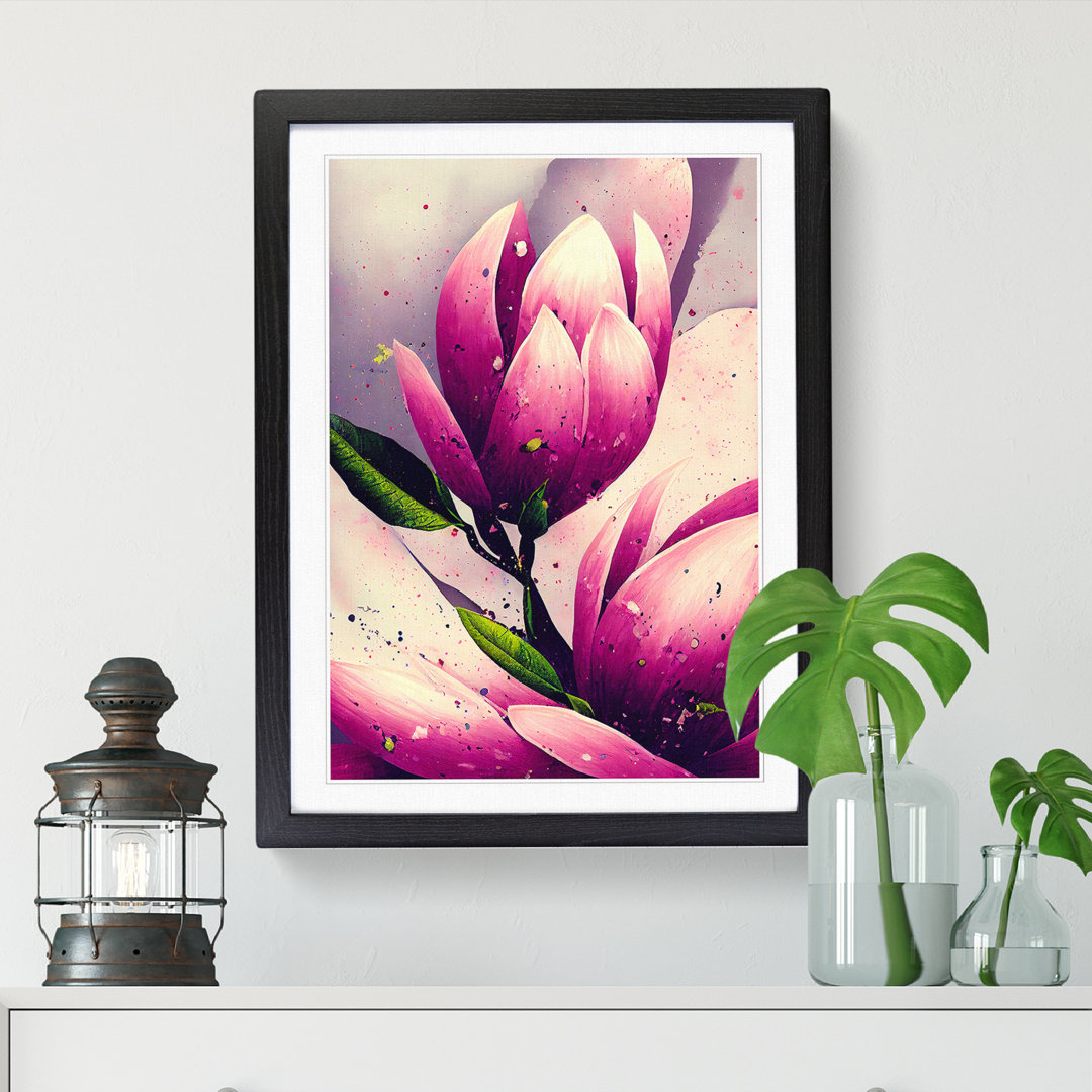 Ludwicka Magnolia Flower Paint Splatter Vol.1 - Picture Frame Print