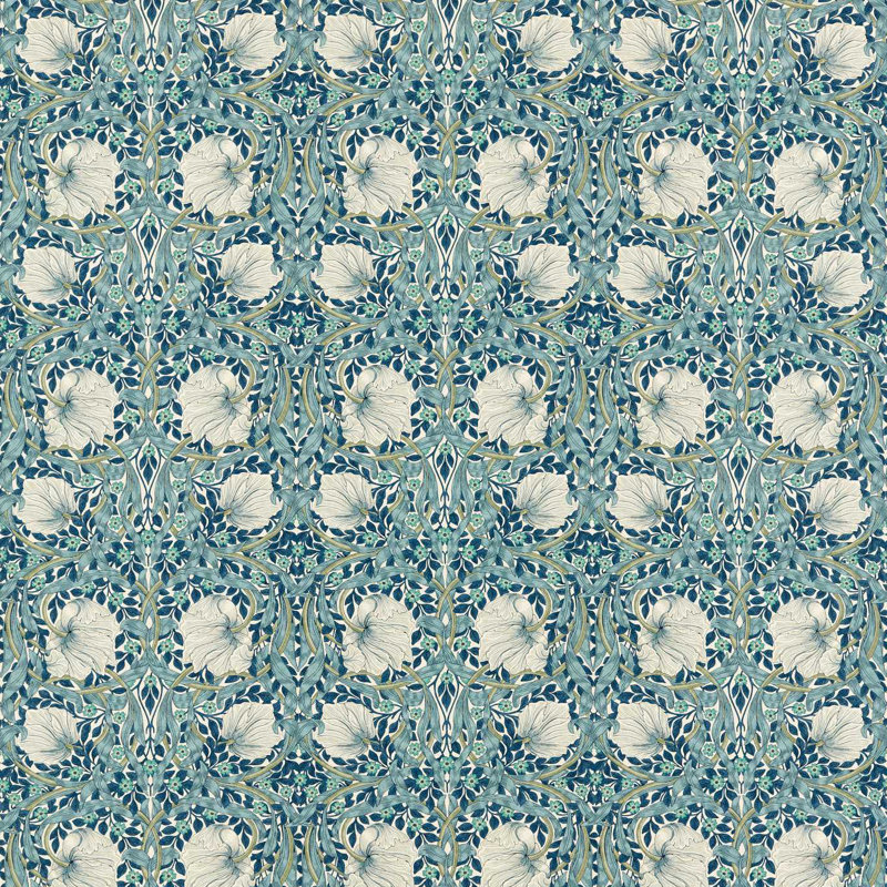 Morris & Friends Fabrics Pimpernel Fabric, Cobalt/Mineral