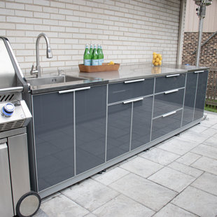 Armoire de cuisine d'extérieur modulaire 30 "à 2 portes pour évier 1 Blue Sky