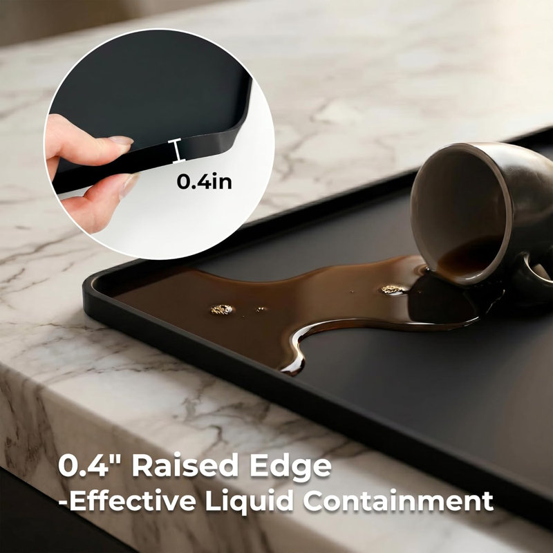 Tapis de café en silicone pour machine à expresso, noir