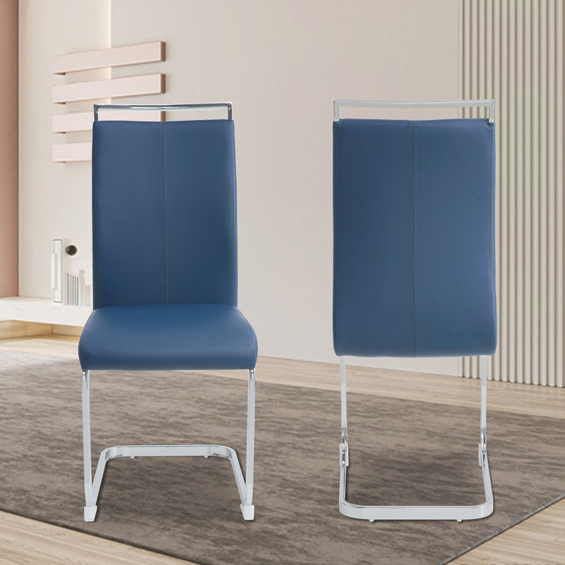 Chaise de salle à manger moderne Devlyn, 2, Bleu, Argentée