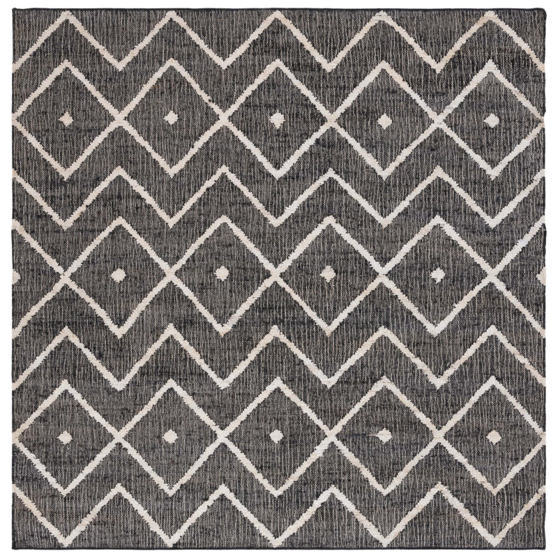 Tapis géométrique naturel / gris anthracite tissé à la main Furman Kilim, Carré 3 pi