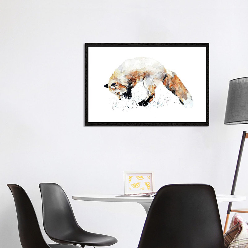 Mousing Fox II by EdsWatercolours - Wrapped Canvas Gallery-Wrapped Canvas Giclée, Black Framed, 66.04 cm H x 45.72 cm W