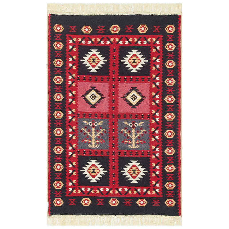Soft Red Flatweave Carpet, 31.5 x 59.1 Inches | 100% Cotton, No Pile, 2.4 lbs | Machine Washable at 86°F, Easy to Clean with Vacuum & Spot Remover | Perfect for Living Room, Bedroom, & Home Decor
