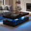 Table basse 47 po à DEL ultrabrillante avec 2 tiroirs coulissants, tables centrales modernes à double couche avec lumières DEL-74841026-83644079