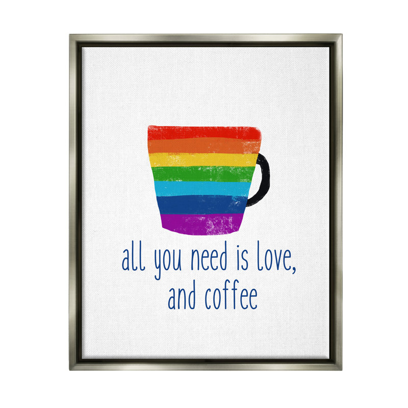 «Love and Coffee Rainbow Morning Latte Diner» par J. Weiss - Art textuel, H 31 po x l 25 po x P 1,7 po