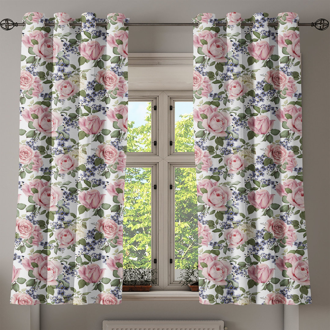 Thermovorhang-Set Standifer Flourishing Roses mit Ösen, halbtransparent