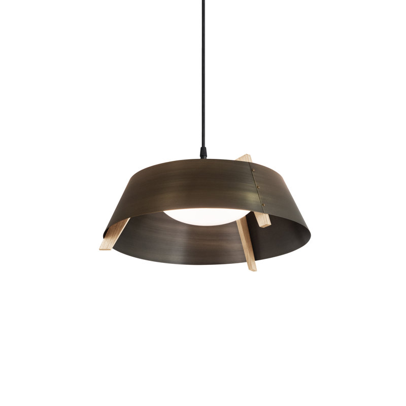 Casia 1 - Light LED Pendant, Walnut, Distressed Brass, 2700
