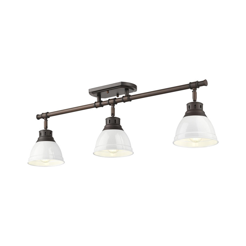Bryannah 3-Light Semi-Flush - Track Light, Rubbed Bronze, White