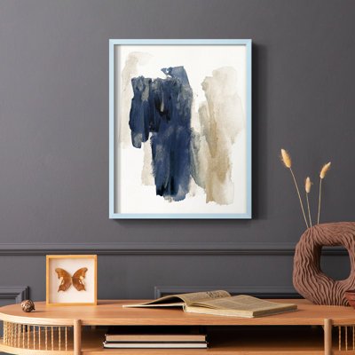 Navy Sweep Framed Print - Solid Wood