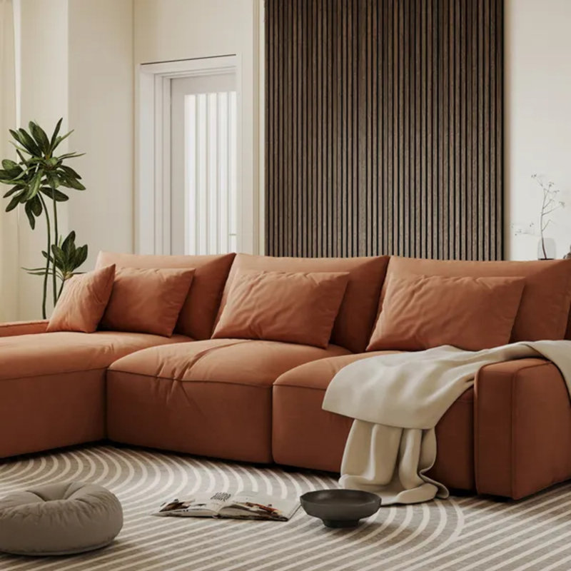 Paquet de 4 panneaux muraux à lattes en bois noisette 95 po x 8 po, panneaux de fibres à densité moyenne insonorisants et insonorisants en polyester pour plafond intérieur