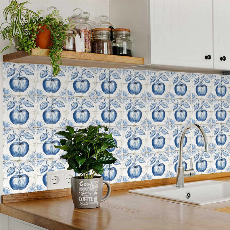 Cornflower Blue Vinyl Peel and Stick Mosaic Tile Set