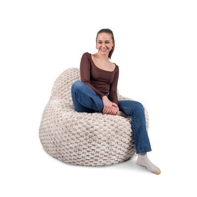 Big Joe Chilloway Foam Filled Structured Bean Bag Chair Lounger, Vanilla Latte Honeycomb by Big Joe