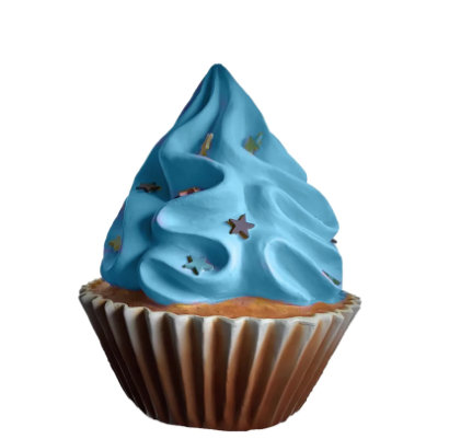 Statue petit gâteau Brookestead avec étoiles surdimensionnées, Bleu / brun / blanc