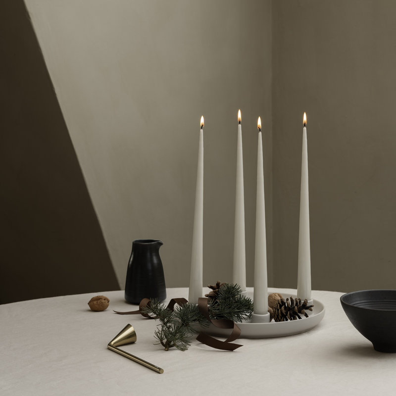 VELA 1.38" Stoneware Tabletop Candelabra, Moonbeam