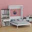 Lit escamotable avec armoire de rangement, support à vin, porte-verre, tiroirs et bande à DEL multicolore-1836094034
