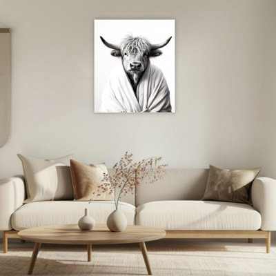 Art mural en toile 24 po x 36 po Highland Black and White