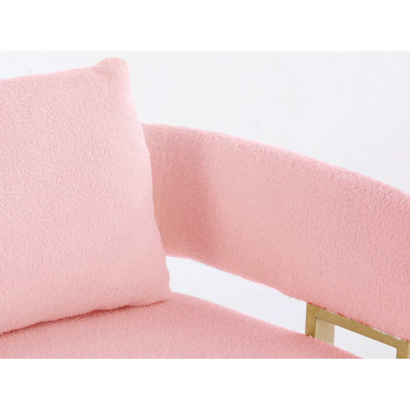 51" Wide Teddy Fleece Loveseat For Small Apartment, Pink