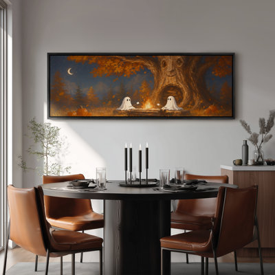 Grande toile encadrée - Décoration nocturne d'Halloween : Forêt hantée - 152 x 51 cm