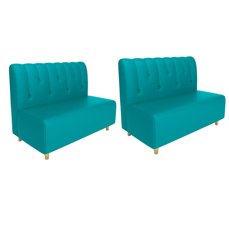Banc rembourré en similicuir, Bleu turquoise foncé