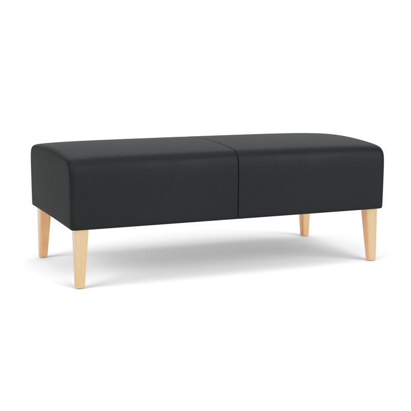 Luxe Lounge Reception 2 Seat Bench, Modena Graphite, Natural Wood