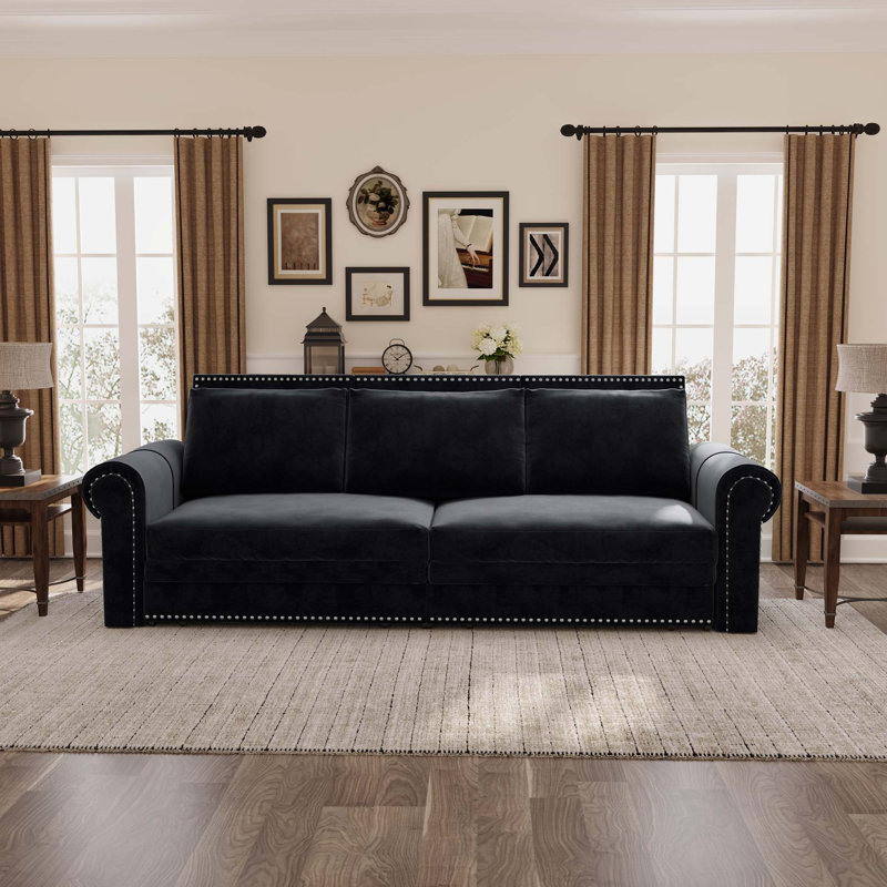 Chesterfield Sofa,93.7" King Pull Out Sofa Bed, 3-In-1 Convertible Sleeper Sofa With Nailhead Trim & Rolled Arm,Multi-Functional Sofa Bed For Living Room,Bedroom,Apartment,Office
