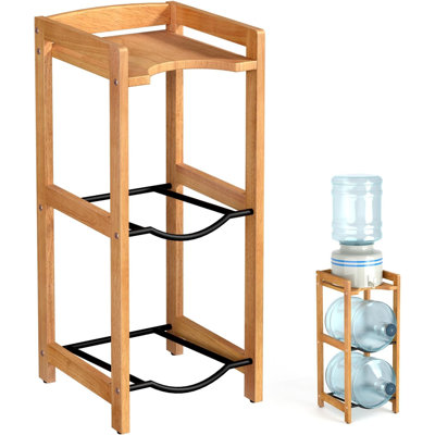 Support pour cruche d'eau 5 gallons avec tablettes supérieures, support pour distributeur d'eau en bois massif naturel H 31 po, support pour cruche d'eau à 3 niveaux de 5 gallons, support pour cruche de refroidisseur d'eau, support pour bouteille d'eau 5 gallons avec tablette supérieure à 2 fentes