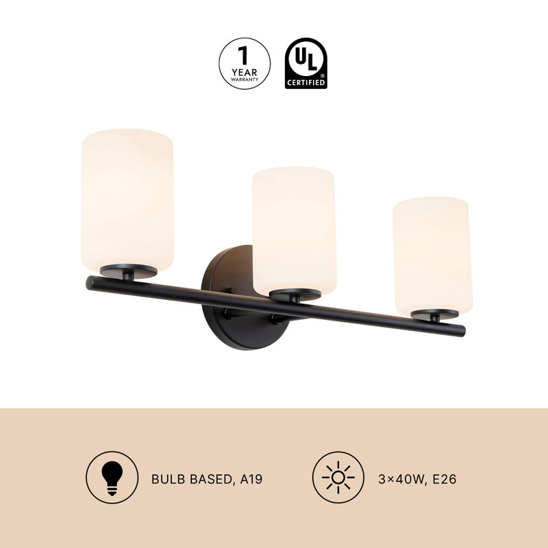 Ezra 22-in Black dimmable Bathroom Vanity Light