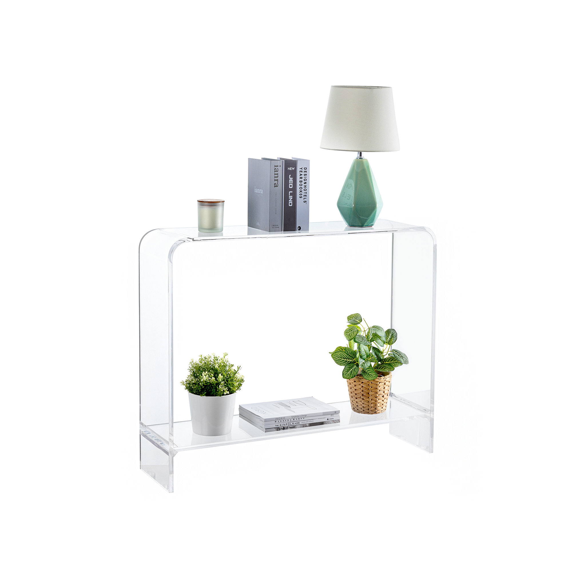 Elleen 29.52" H Fully Assembled Acrylic and Plastic Console Table with Shelf