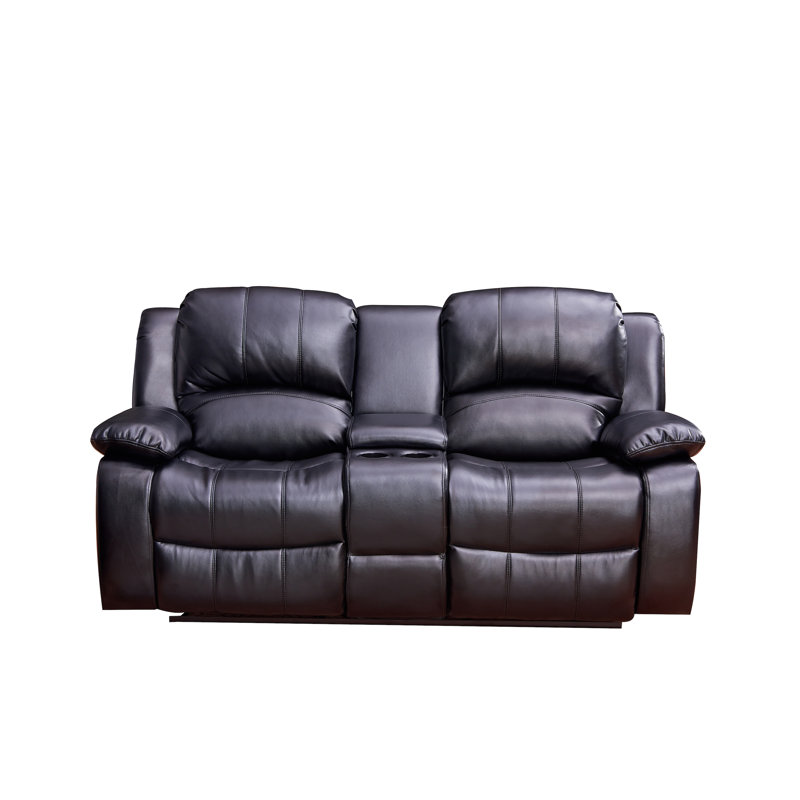 Convergent Faux Leather Reclining Loveseat, Power, Black