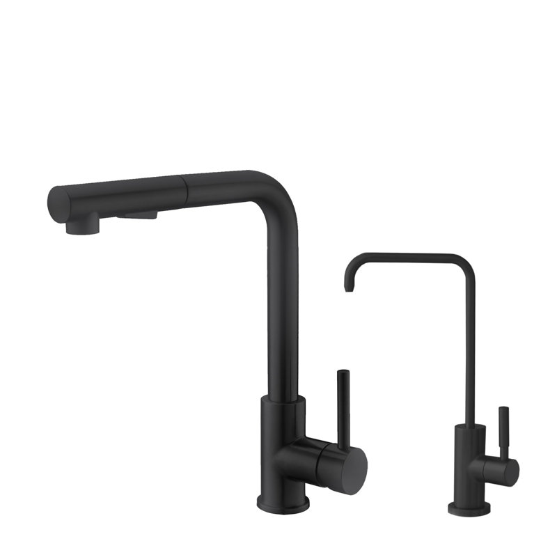STYLISH Single Handle Pull Down Stainless Steel Kitchen Faucet with Cold Water Tap, Matte