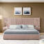 Upholstered Bed Frame With Chenille Fabric With Pleated Design,Grounded Platform Bed With Headboard And Solid Frame And The Bedside Table.No Box Spring Needed-2125638589-2125638586