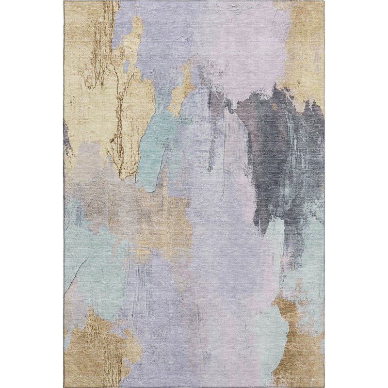 Premium Machine Washable Mouton Abstract Rug, Rectangle 10' x 14'
