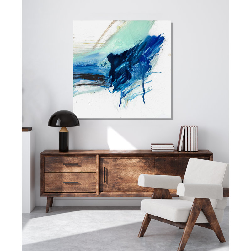 Stalagmite On Giclee Canvas Hand Embellished Art, 13.5" H x 13.5" W x 1.75" D, White Framed Canvas