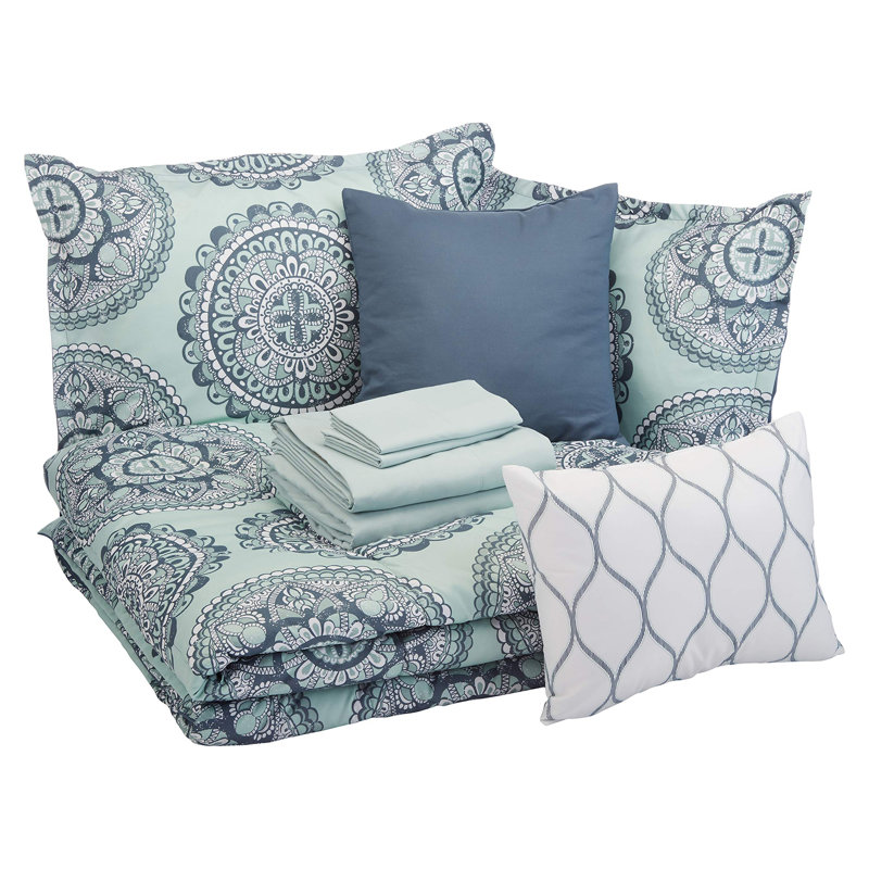 Ensemble d'édredon pour grand lit, microfibre douce, lavable à la machine, médaillon en mousse de mer, 10 pièces
