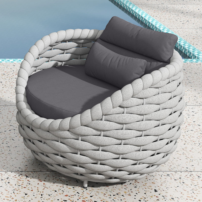 Chaise de patio avec coussins Jio, Gris foncé, Gris clair
