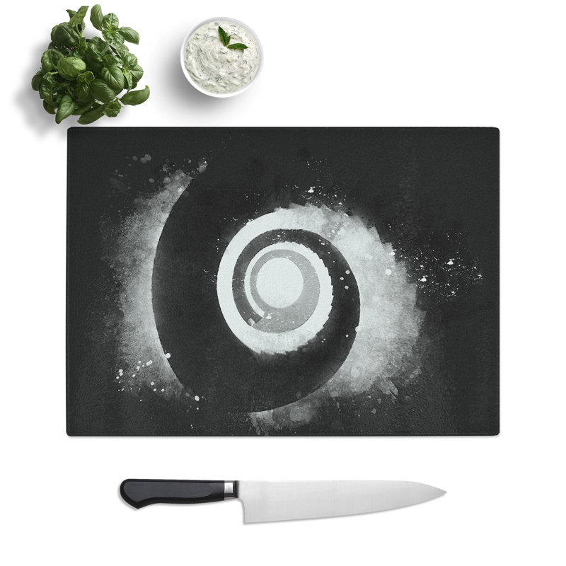 Tempered Glass Spiral Staircase Abstract Chopping Board, 28.5 cm x 39 cm