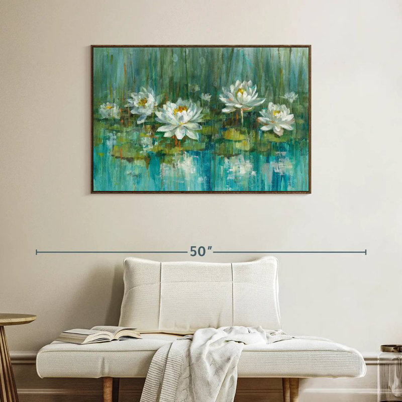 Étang à nénuphars IV, 40 po x 27 po, Cadre flottant noyer