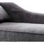Méridienne de style transitionnel en mélange de lin gris 1pc avec détails cloutés, oreiller et finition cerisier foncé, l 61 po x P 25 po x H 31 1/2 po, oreiller moderne de style contemporain pour le salon, style, structure