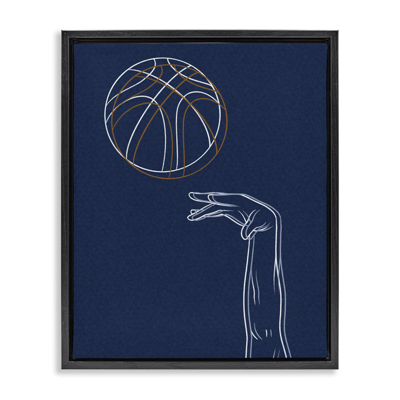 Cadre flottant Basketball Lines Contour, design par Marcus Prime, H 31 po x l 25 po, Cadre flottant noir de jais