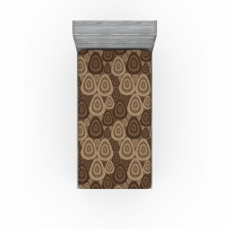 Ensemble de 2 draps-housses Ambesonne, Drap-housse de taille simple, Brun foncé, brun / géométrique