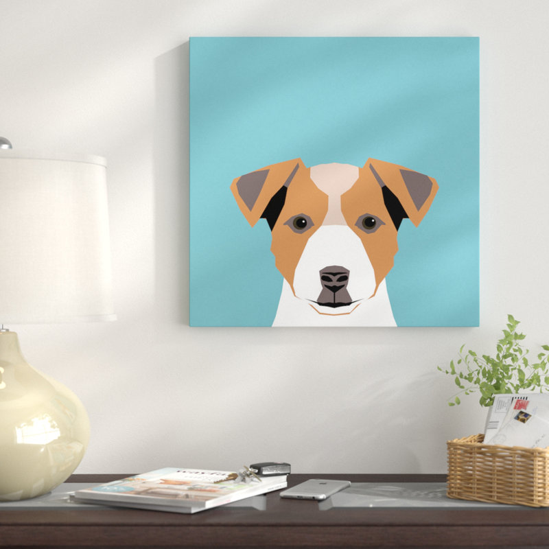 Jack Russell Terrier, impression sur toile tendue, H 12 po x l 12 po x P 0,75 po, Toile tendue, Pas de tapis